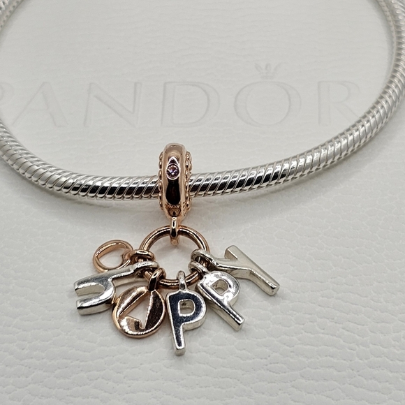 Authentic Pandora Two Tone Dangle Charm - Picture 2 of 7